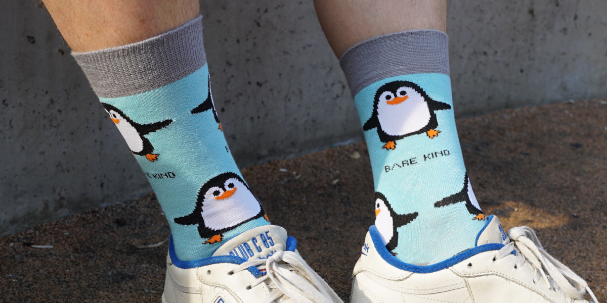 blue penguin bamboo socks