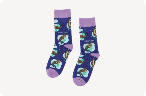 purple sport otter bamboo socks