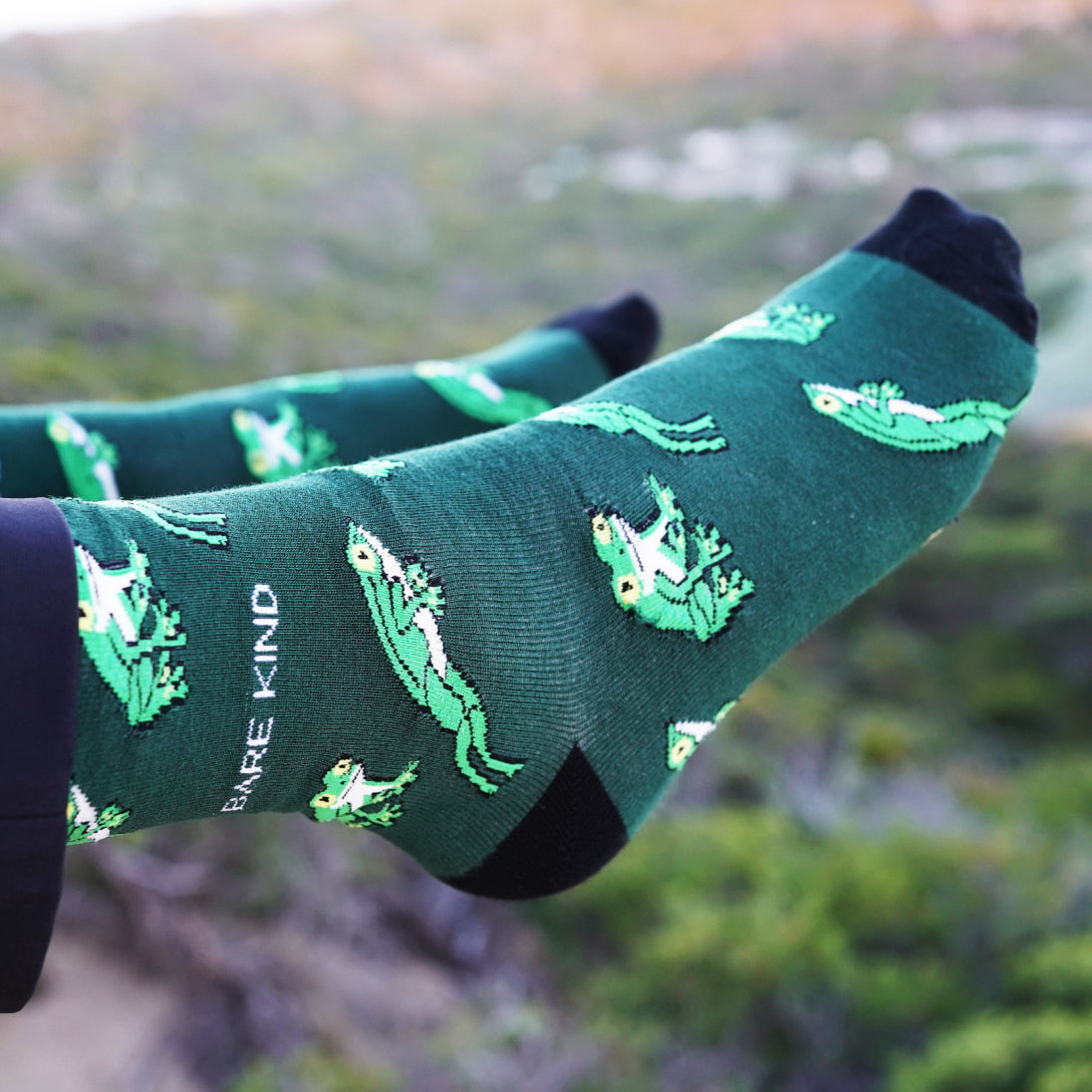 Tree frog bamboo socks lifestyle image