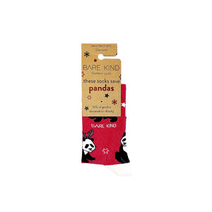 christmas panda socks in 100% recyclable packaging