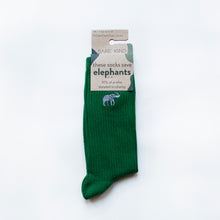 ribbed green bamboo socks featuring an elephant motif