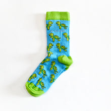 single flat lay of bamboo turtle socks for kids