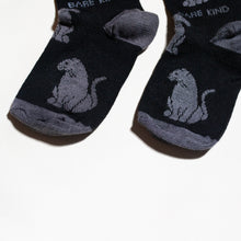 toe closeup of black panther bamboo socks for kids
