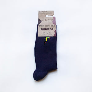 folded flat lay of ribbed bamboo purple socks in 100% recyclable packaging