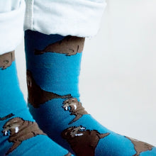 ankle closeup of bamboo walrus socks on model